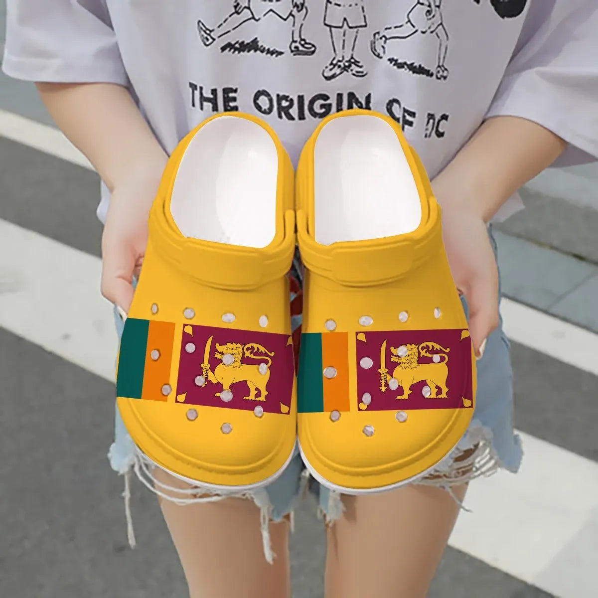Footwearmerch Sri Lanka Flag Crocs Crocband Clogs Shoes Comfortable For Men Women and Kids
