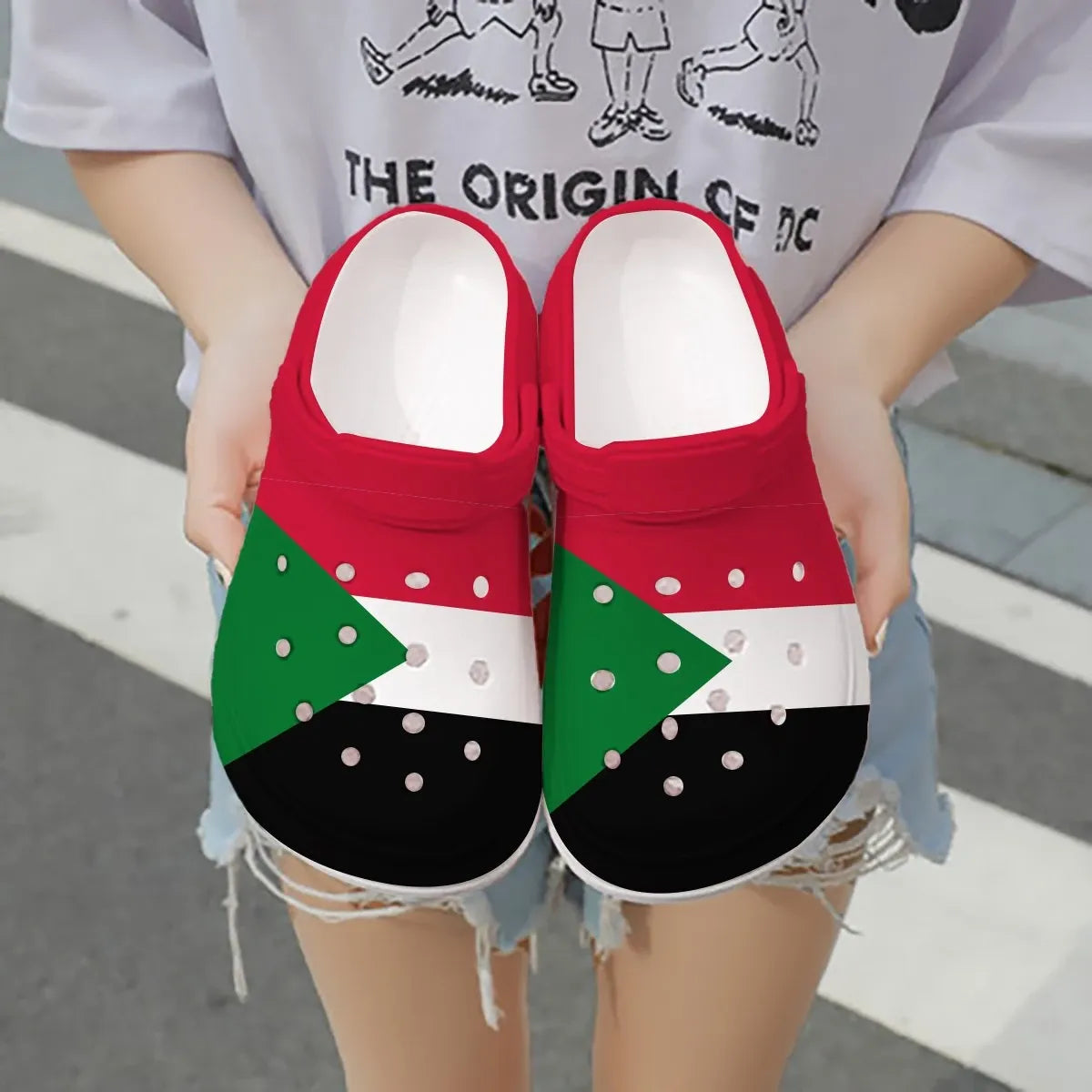 Footwearmerch Sudan Flag Crocs Crocband Clogs Shoes Comfortable For Men Women and Kids