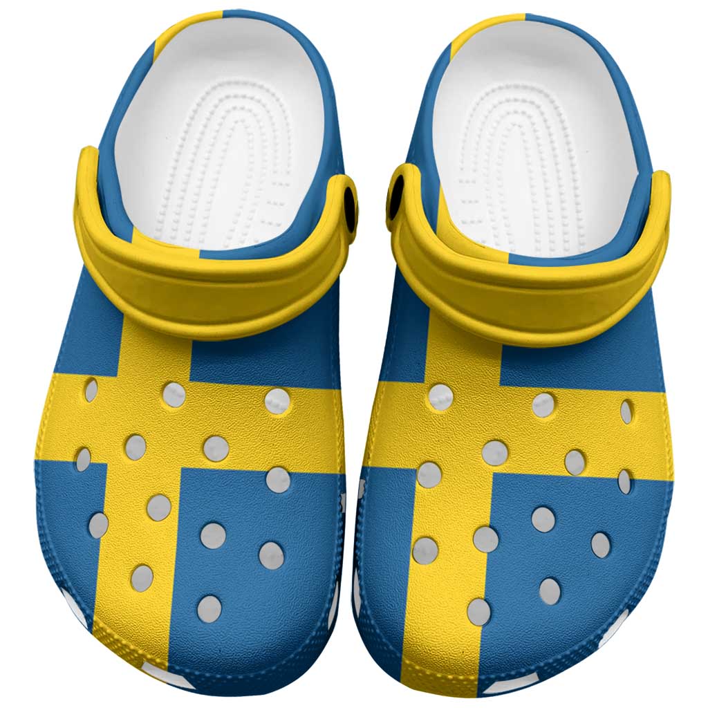 Footwearmerch Sweden Flag Crocs Crocband Clogs Shoes Comfortable For Men Women and Kids