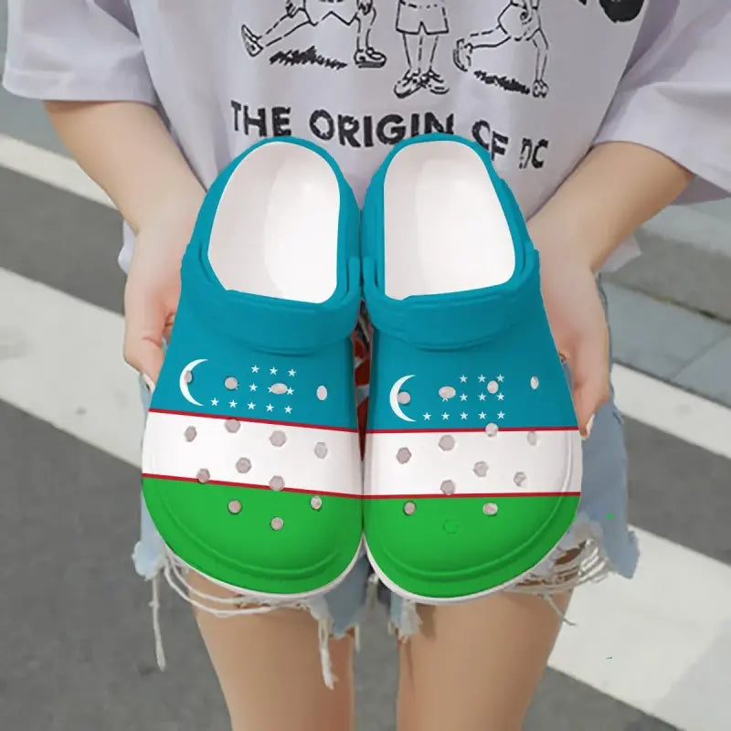 Footwearmerch Uzbekistan Flag Crocs Crocband Clogs Shoes Comfortable For Men Women and Kids