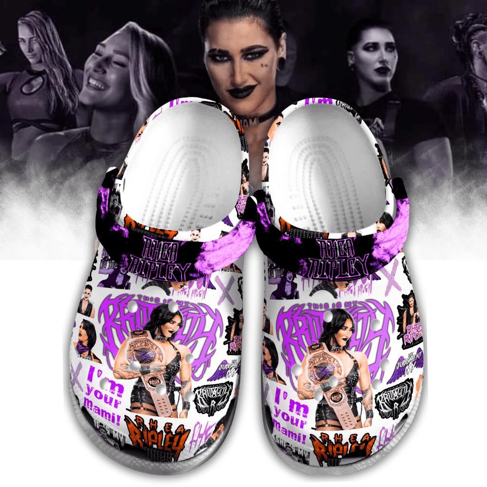 Footwearmerch Rhea Ripley WWE Crocs Crocband Clogs Shoes Comfortable For Men Women and Kids