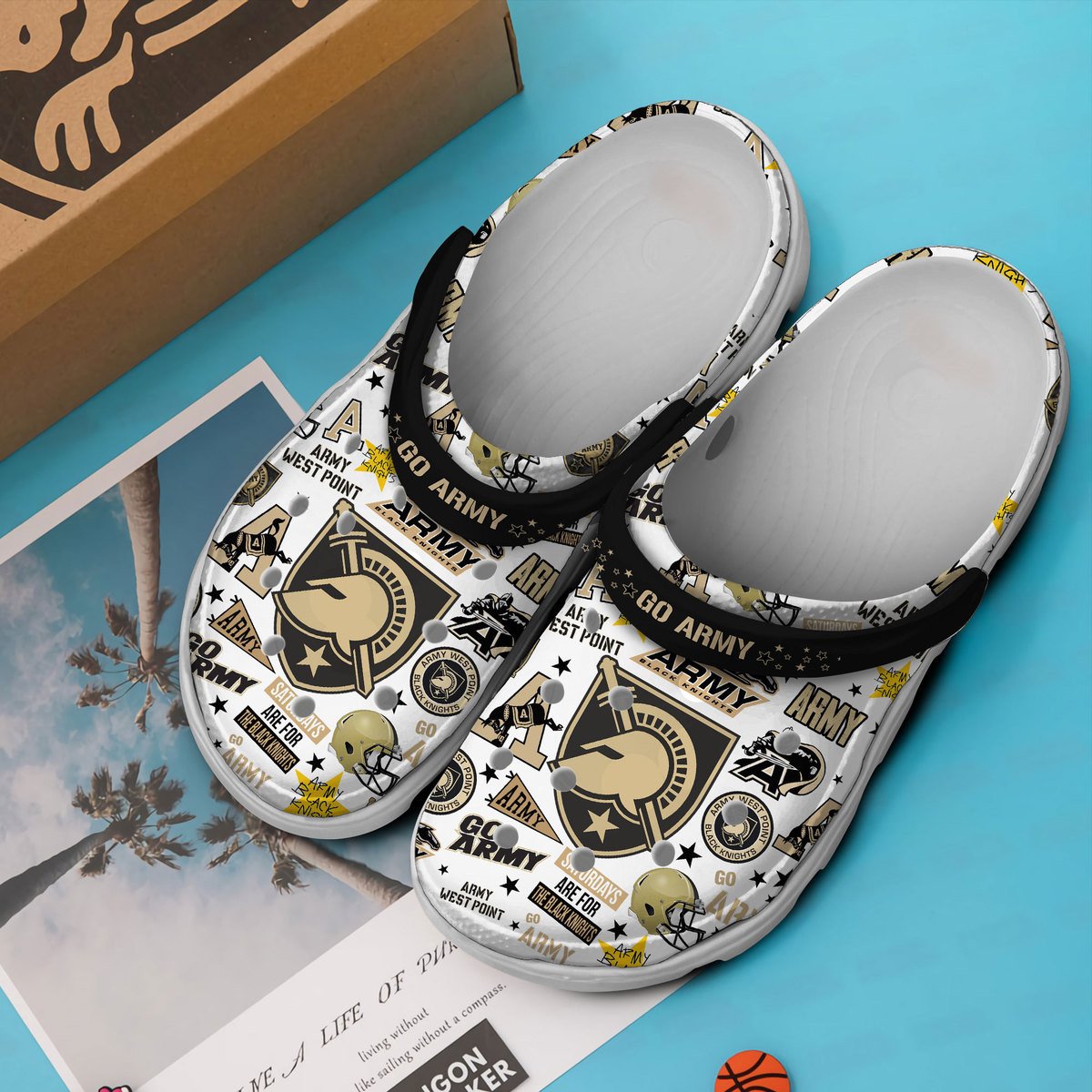 Footwearmerch Army Black Knights NCAA Sport Crocs Crocband Clogs Shoes Comfortable For Men Women and Kids