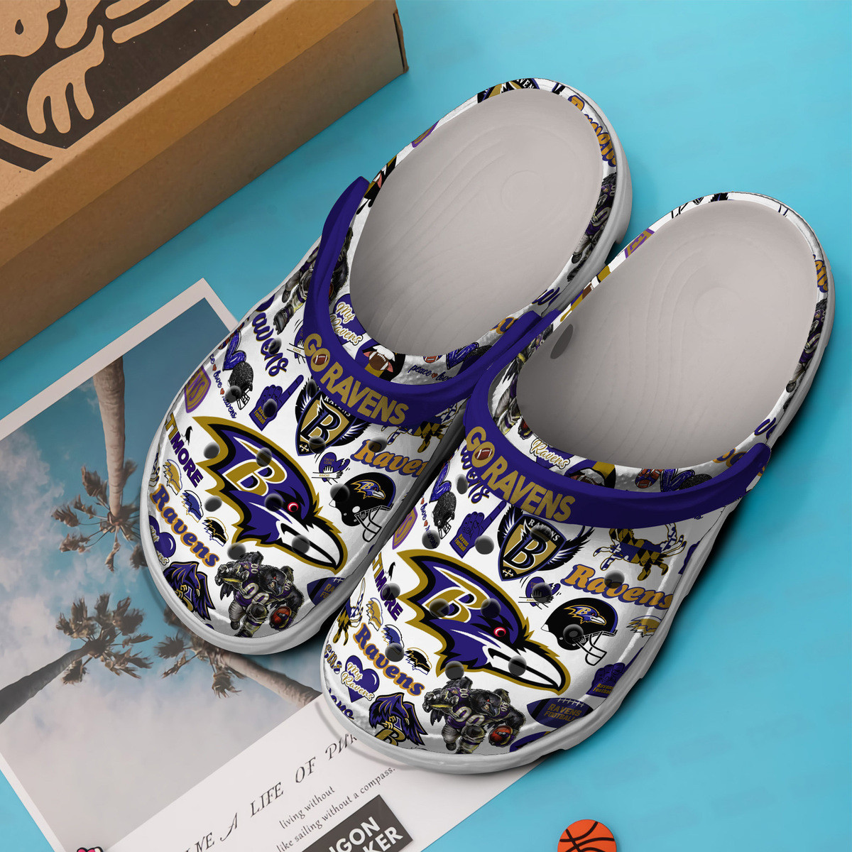 Footwearmerch Baltimore Ravens NFL Sport Crocs Crocband Clogs Shoes Comfortable For Men Women and Kids