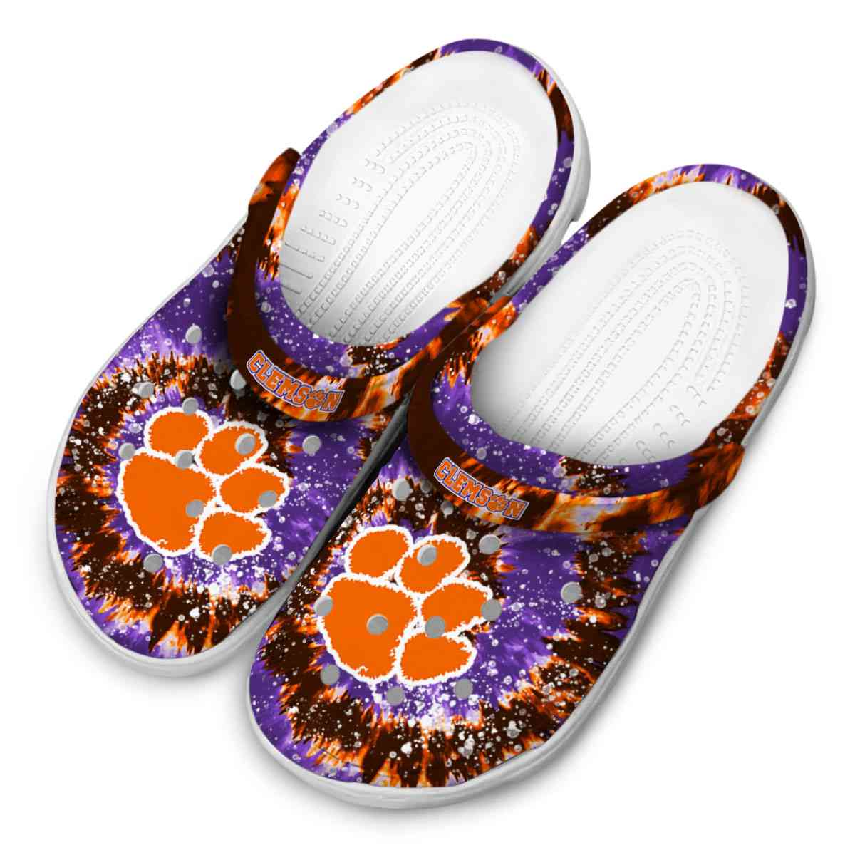 Footwearmerch Clemson Tigers NCAA Sport Crocs Crocband Clogs Shoes Comfortable For Men Women and Kids
