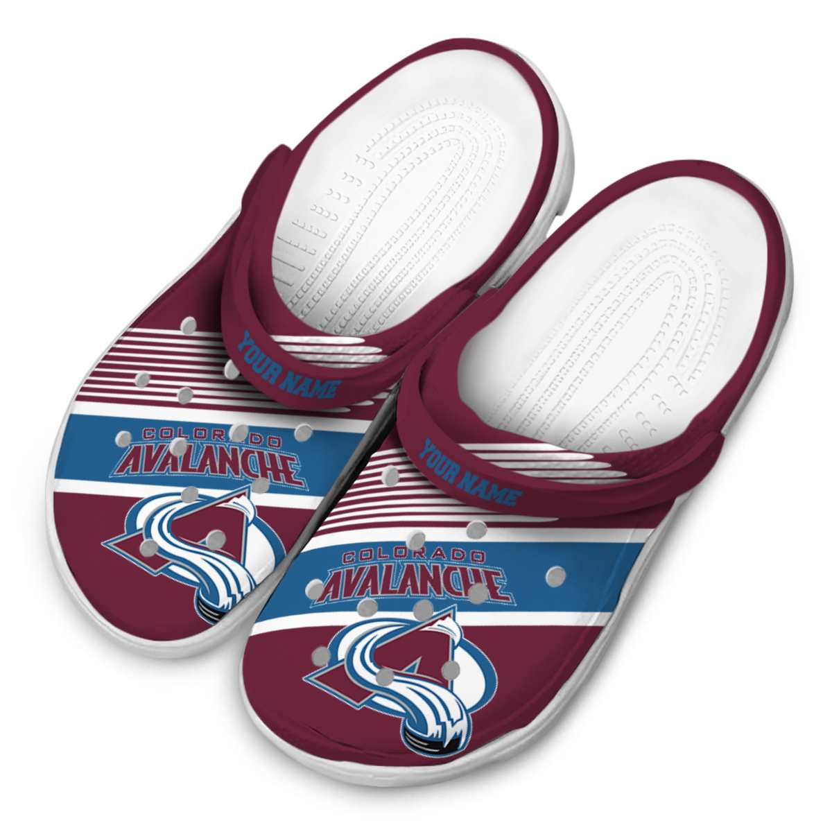 Footwearmerch Colorado Avalanche NHL Sport Crocs Crocband Clogs Shoes Comfortable For Men Women and Kids