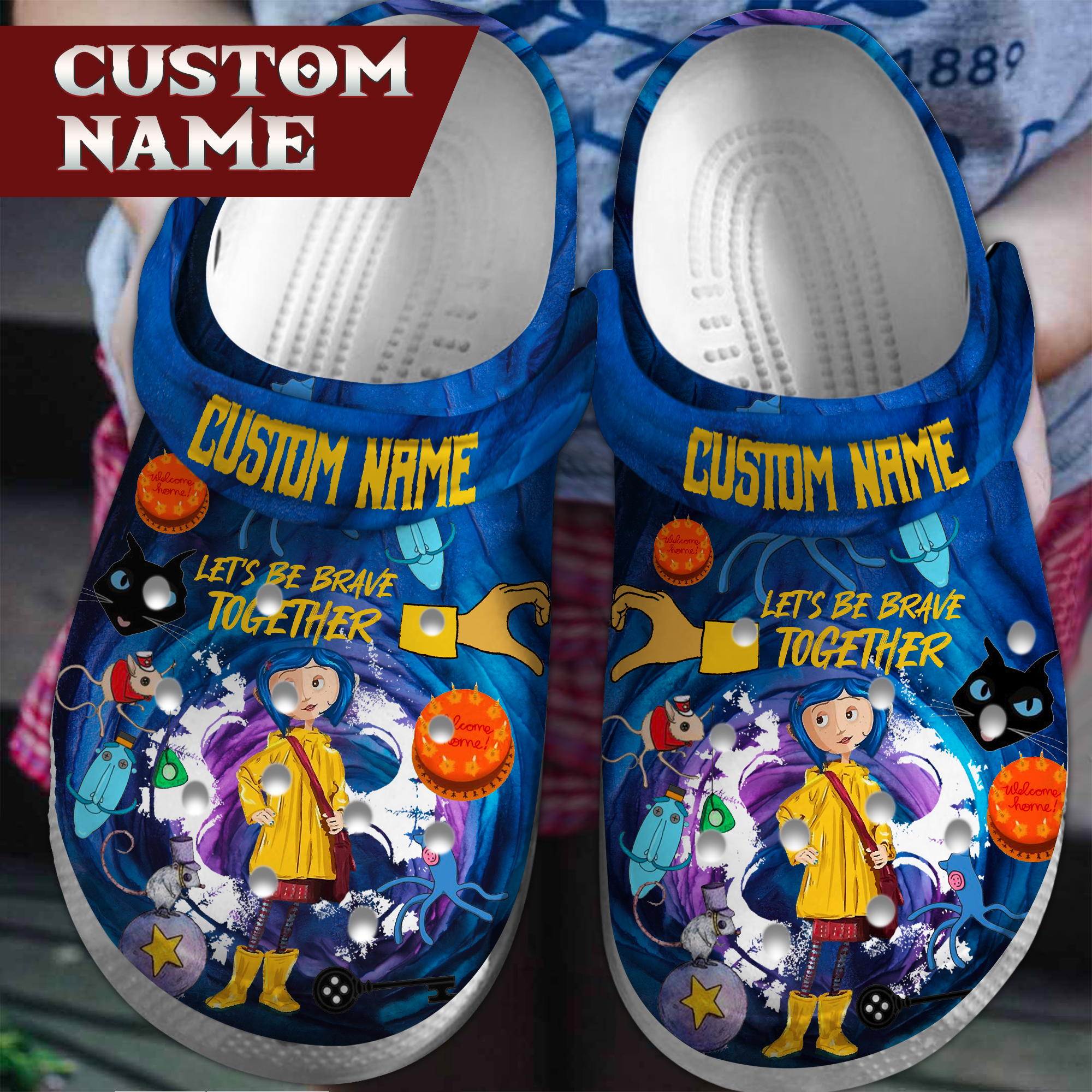 Footwearmerch Coraline Cartoon Crocs Crocband Clogs Shoes Comfortable For Men Women and Kids
