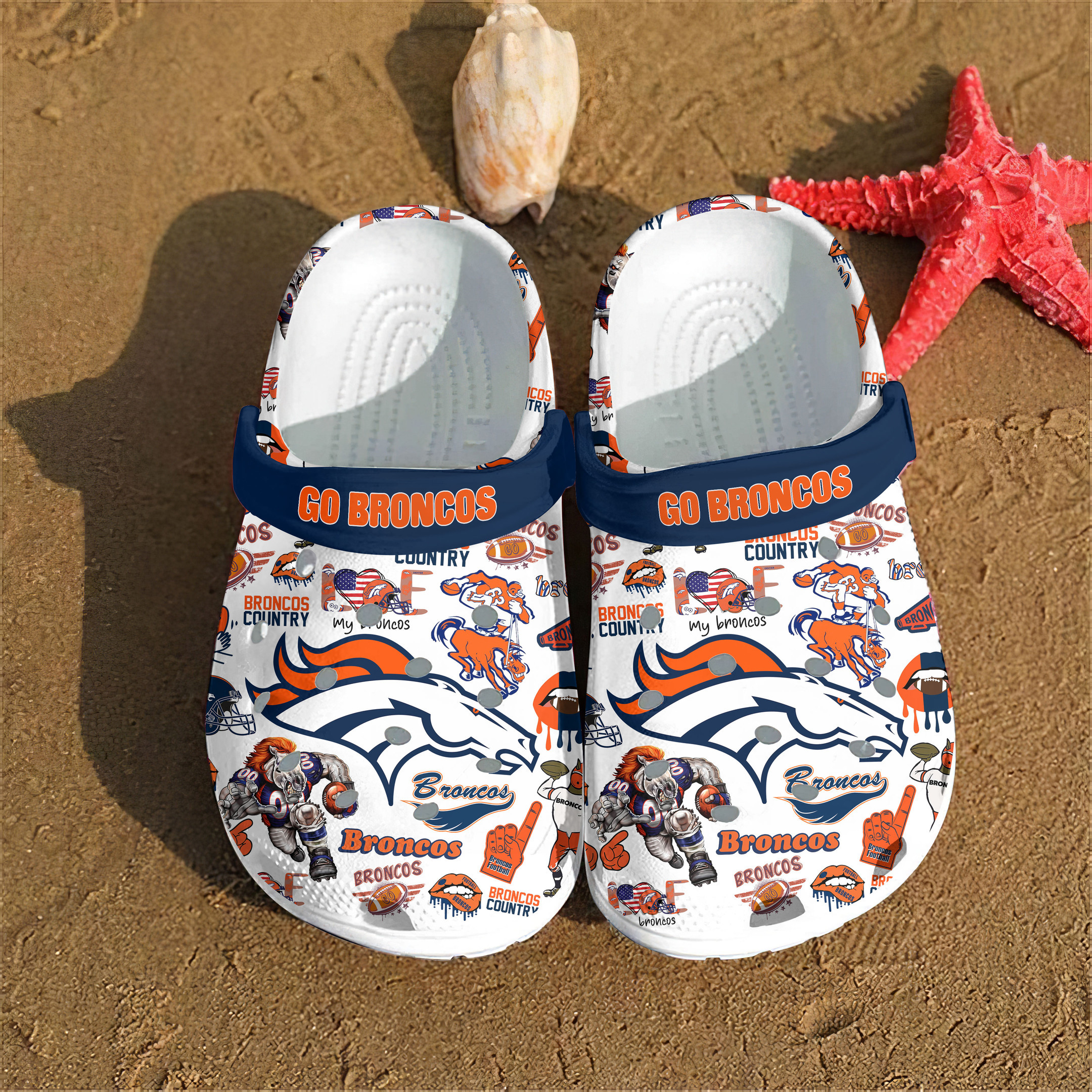 Footwearmerch Denver Broncos NFL Sport Crocs Crocband Clogs Shoes Comfortable For Men Women and Kids