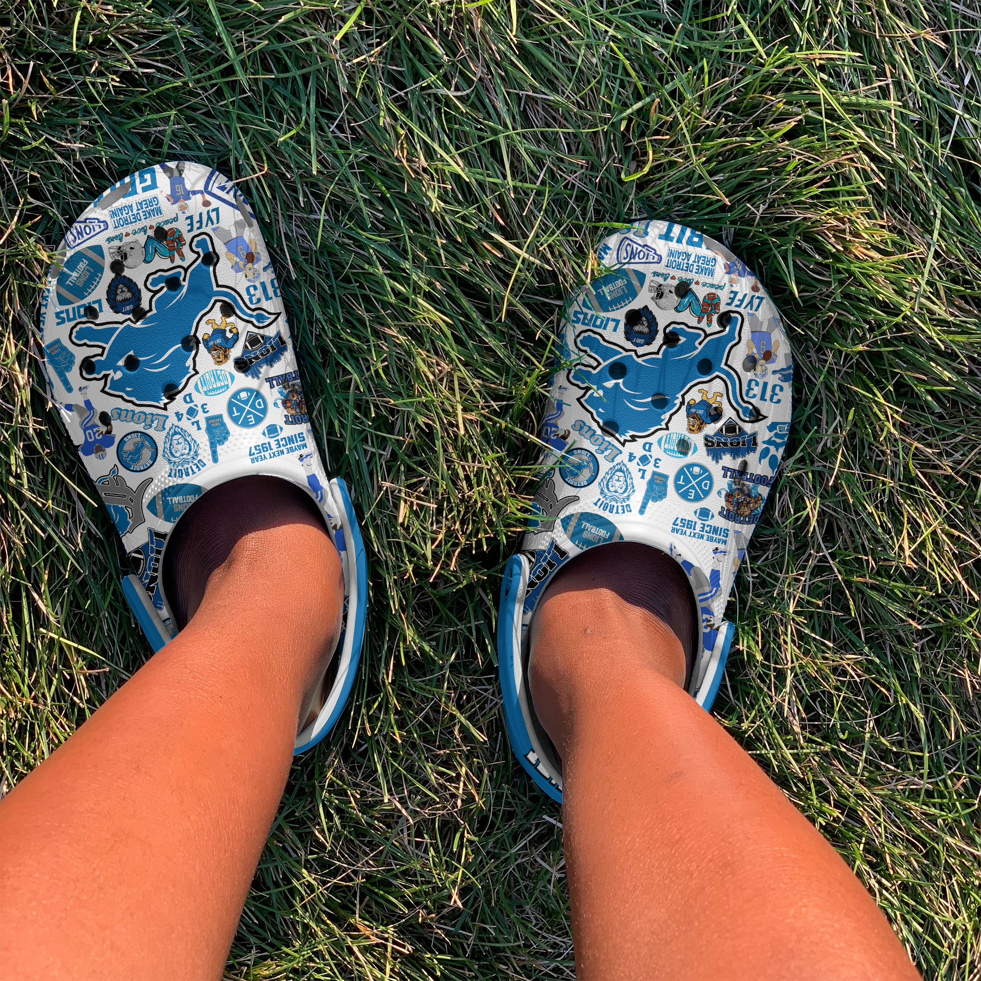 Footwearmerch Detroit Lions NFL Sport Crocs Crocband Clogs Shoes Comfortable For Men Women and Kids