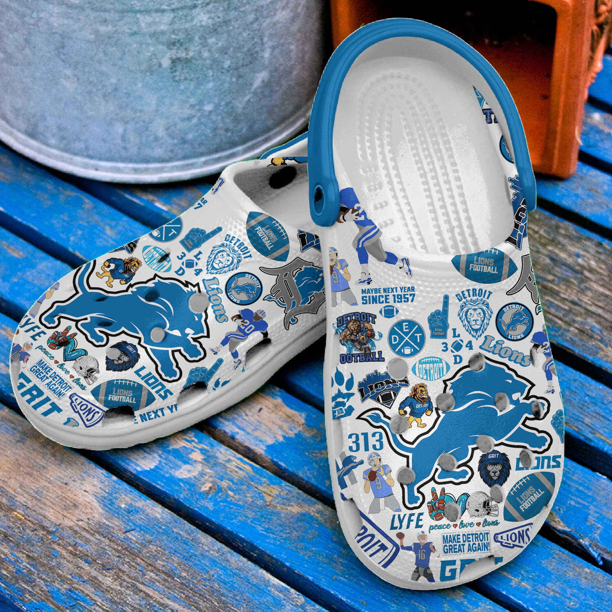 Footwearmerch Detroit Lions NFL Sport Crocs Crocband Clogs Shoes Comfortable For Men Women and Kids