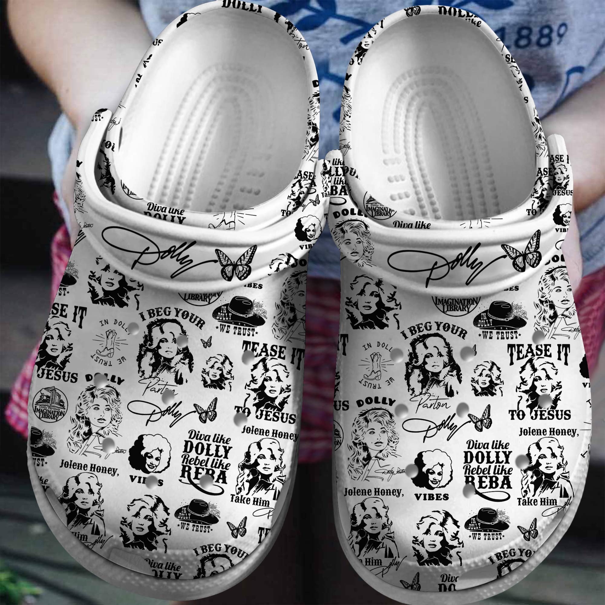 Footwearmerch Dolly Parton Music Crocs Crocband Clogs Shoes Comfortable For Men Women and Kids