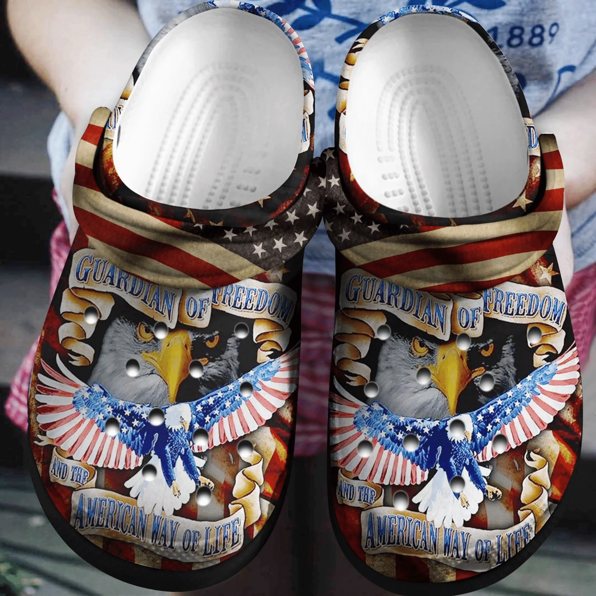 Footwearmerch Eagle Guardian Of Freedom American Flag 4Th Of July Crocband Clogs