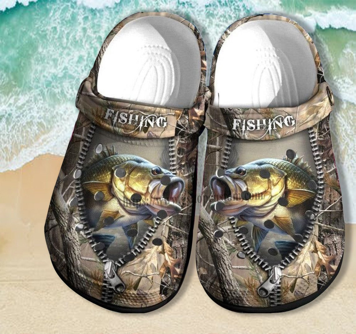 footwearmerch-father-day-2022-bass-fishing-camping-shoes-gift-men--camo-jungle-fishing-shoes-croc-clogs-grandpa-gift-wlusw