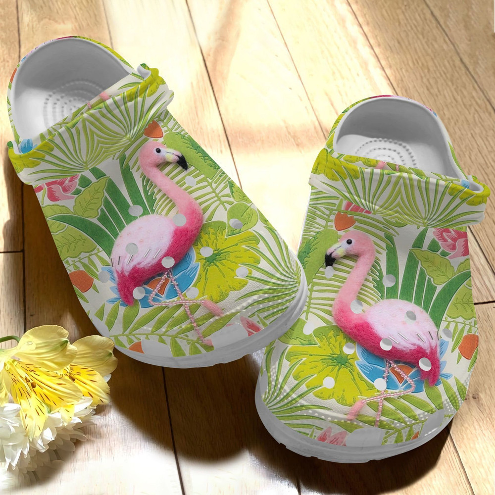 Footwearmerch Flamingo Flower Tropical Rubber clog Shoes Comfy Footwear