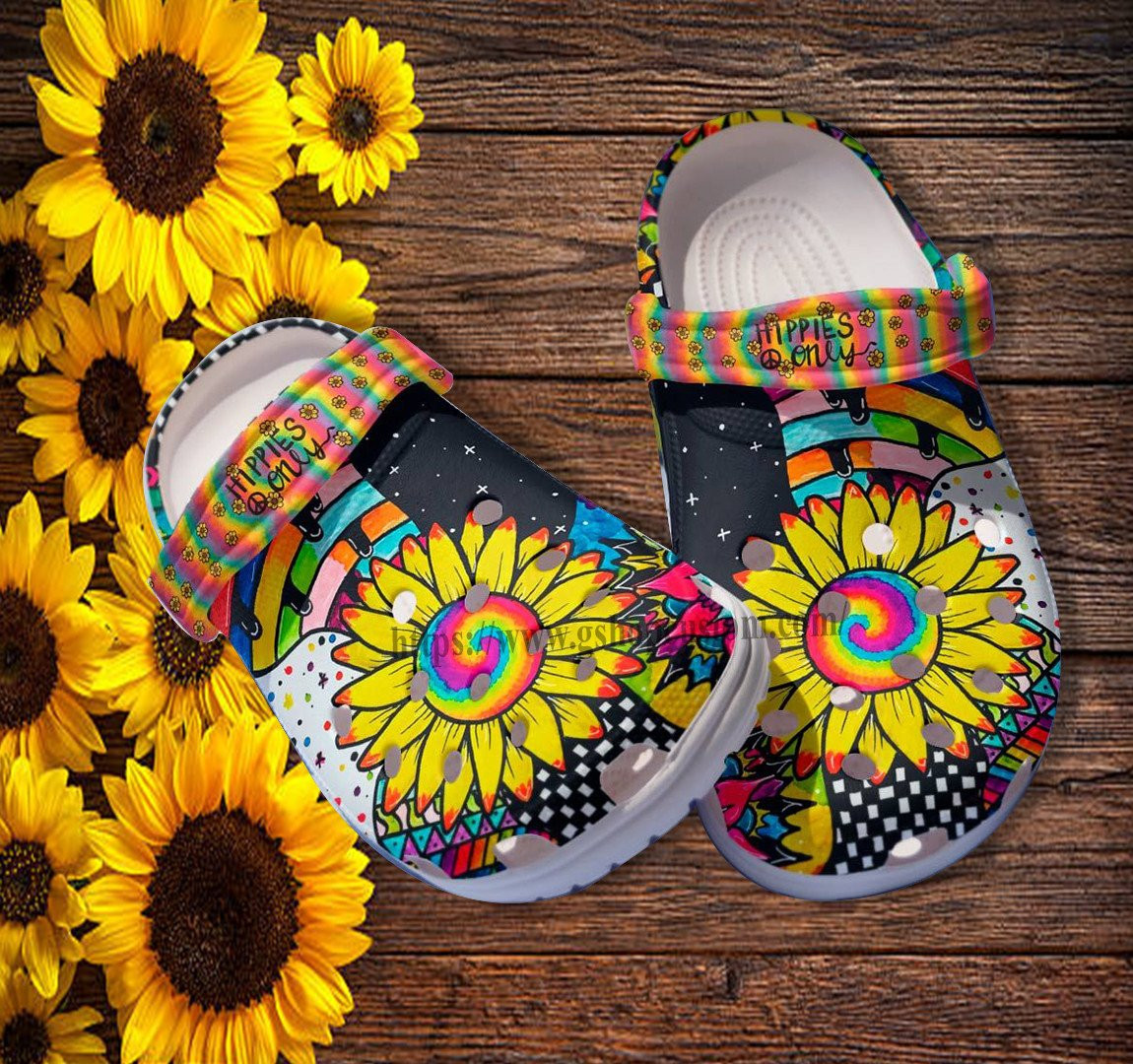 footwearmerch-hippie-only-rainbow-sunflower-croc-shoes-gift-niece-peace-love-hippie-rainbow-shoes-croc-clogs-gift-birthday-flizx