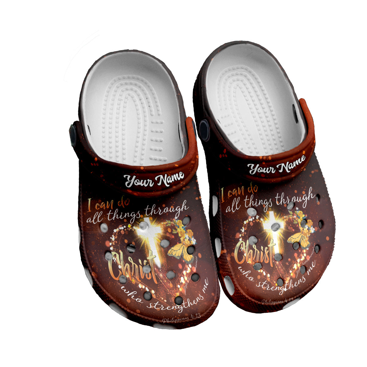 Footwearmerch Jesus Cross Light Crocs Crocband Clogs Shoes Comfortable For Men Women and Kids I Can Do All Things Through Christ Catholic Christian Gifts God Faith Believers