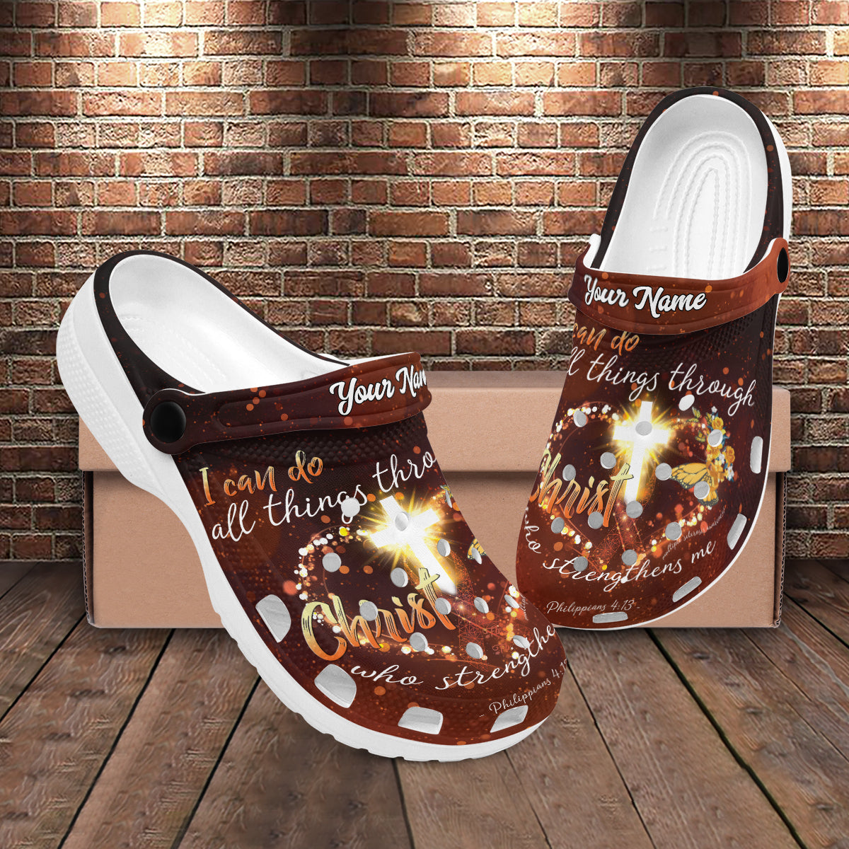 Footwearmerch Jesus Cross Light Crocs Crocband Clogs Shoes Comfortable For Men Women and Kids I Can Do All Things Through Christ Catholic Christian Gifts God Faith Believers
