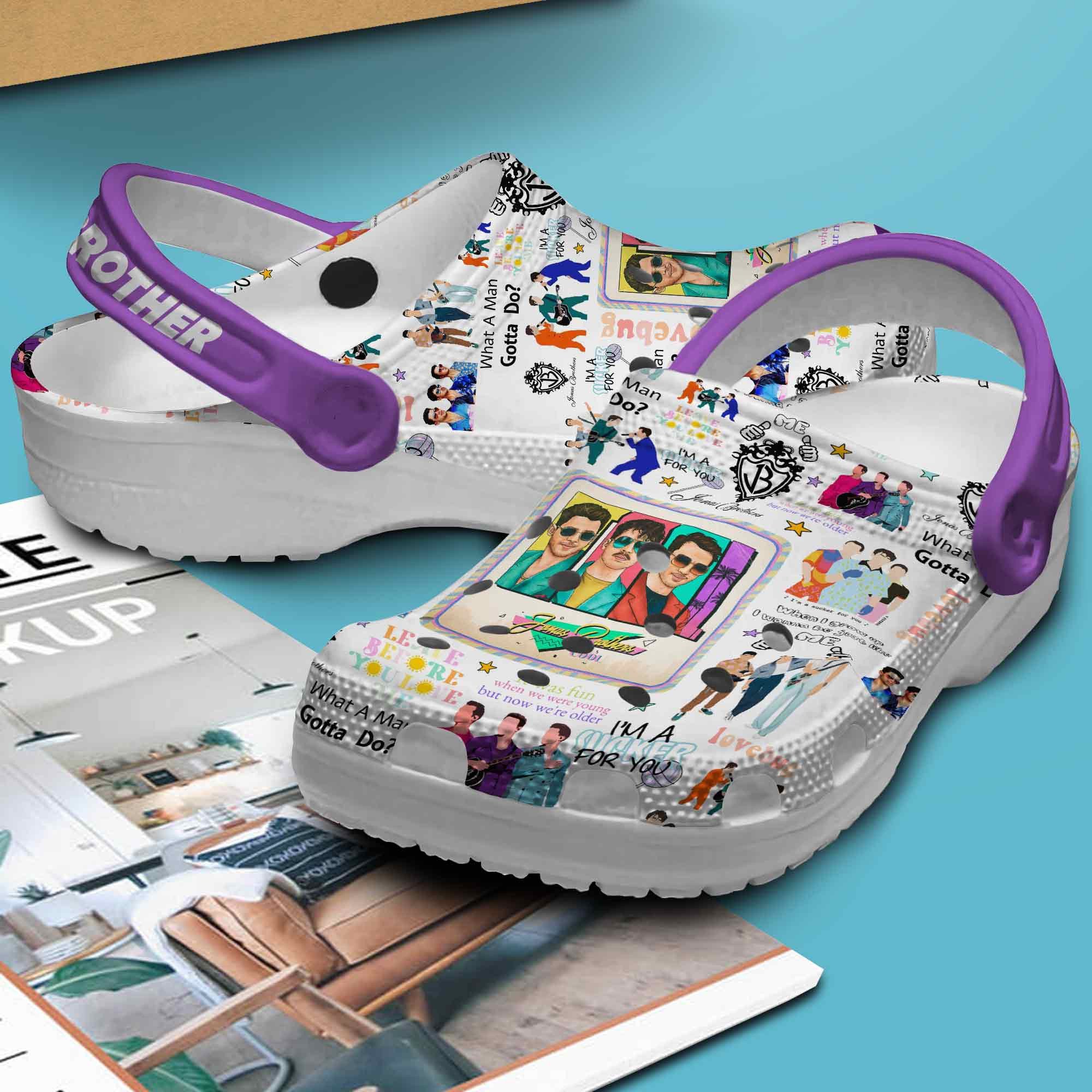 Footwearmerch Jonas Brothers Music Crocs Crocband Clogs Shoes Comfortable For Men Women and Kids