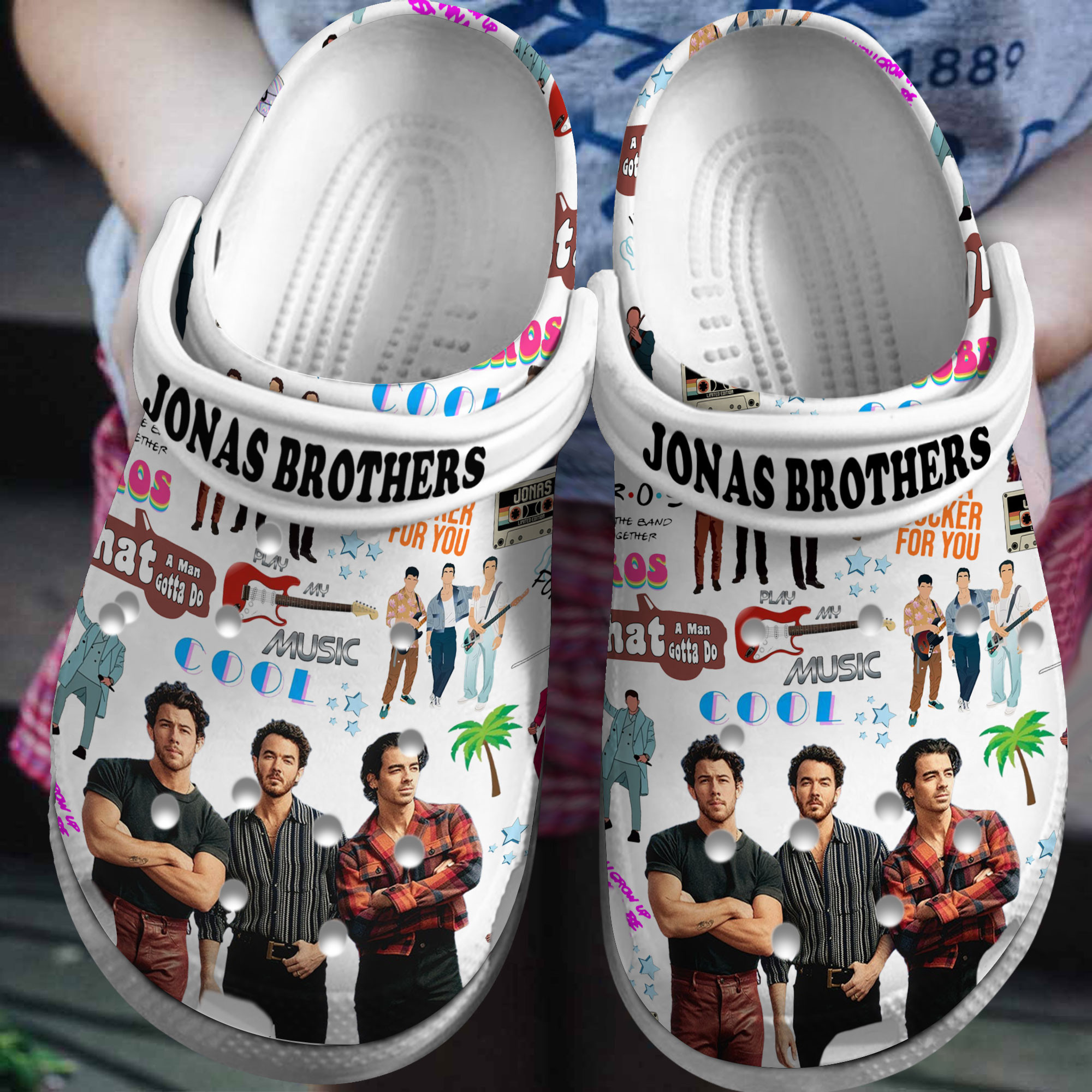 Footwearmerch Jonas Brothers Music Crocs Crocband Clogs Shoes Comfortable For Men Women and Kids