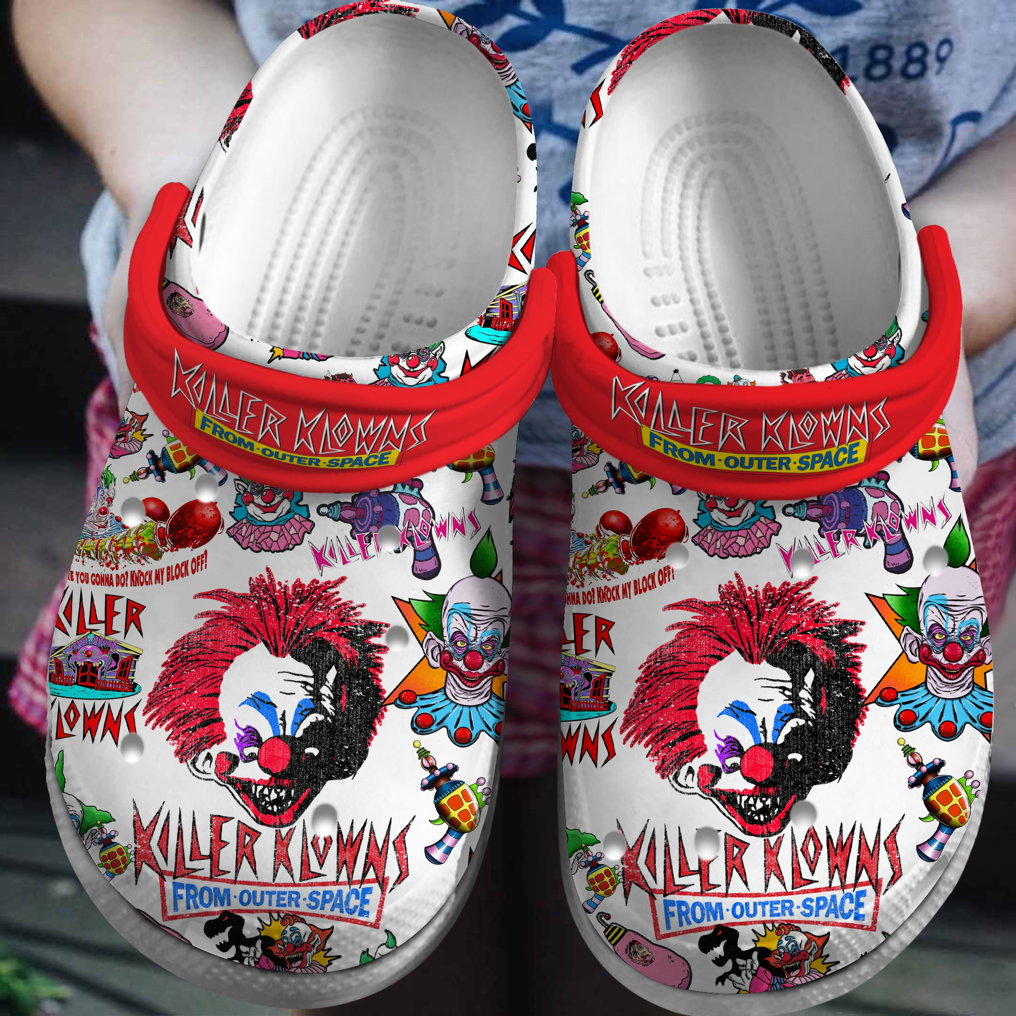 Footwearmerch Killer Klowns from Outer Space Movie Crocs Crocband Clogs Shoes Comfortable For Men Women and Kids