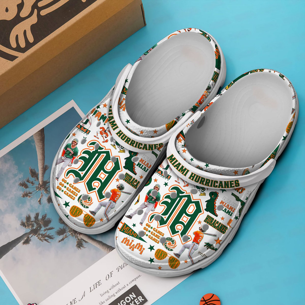 Footwearmerch Miami Hurricanes NCAA Sport Crocs Crocband Clogs Shoes Comfortable For Men Women and Kids