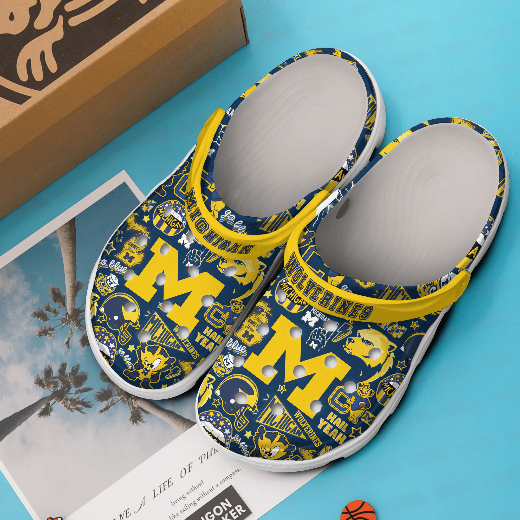 Footwearmerch Michigan Wolverines NCAA Sport Crocs Crocband Clogs Shoes Comfortable For Men Women and Kids