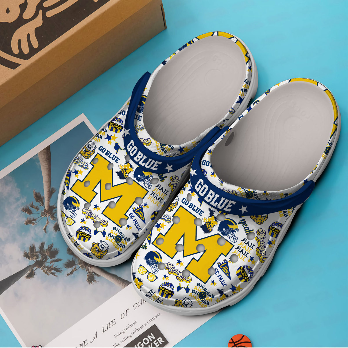 Footwearmerch Michigan Wolverines NCAA Sport Crocs Crocband Clogs Shoes Comfortable For Men Women and Kids