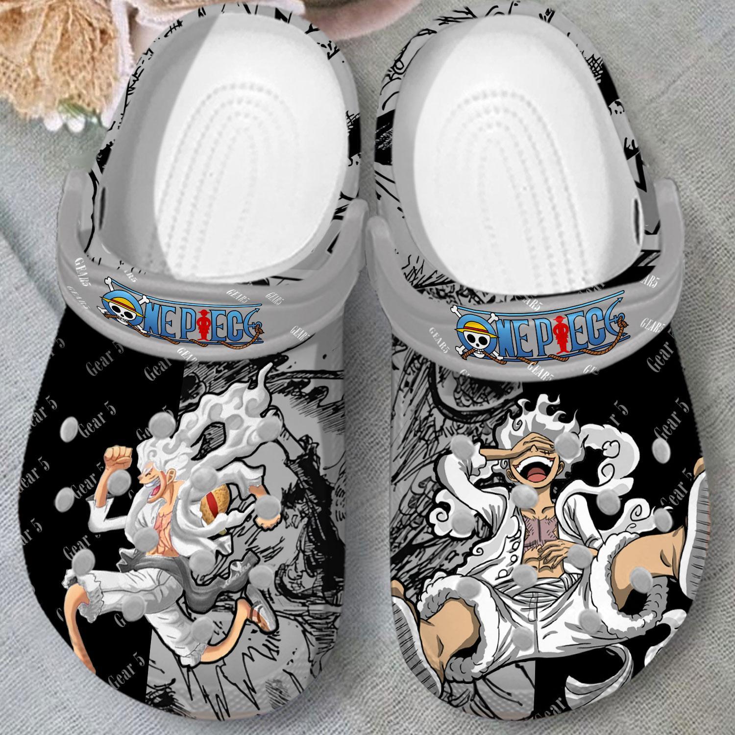 Footwearmerch Monkey D. Luffy One Piece Gear 5 Anime Crocs Crocband Clogs Shoes Comfortable For Men Women and Kids