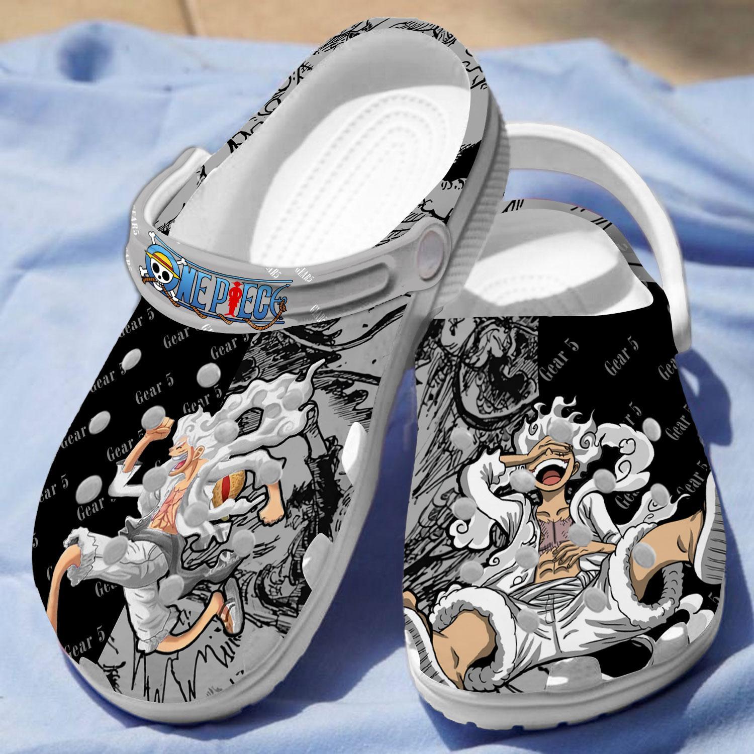 Footwearmerch Monkey D. Luffy One Piece Gear 5 Anime Crocs Crocband Clogs Shoes Comfortable For Men Women and Kids