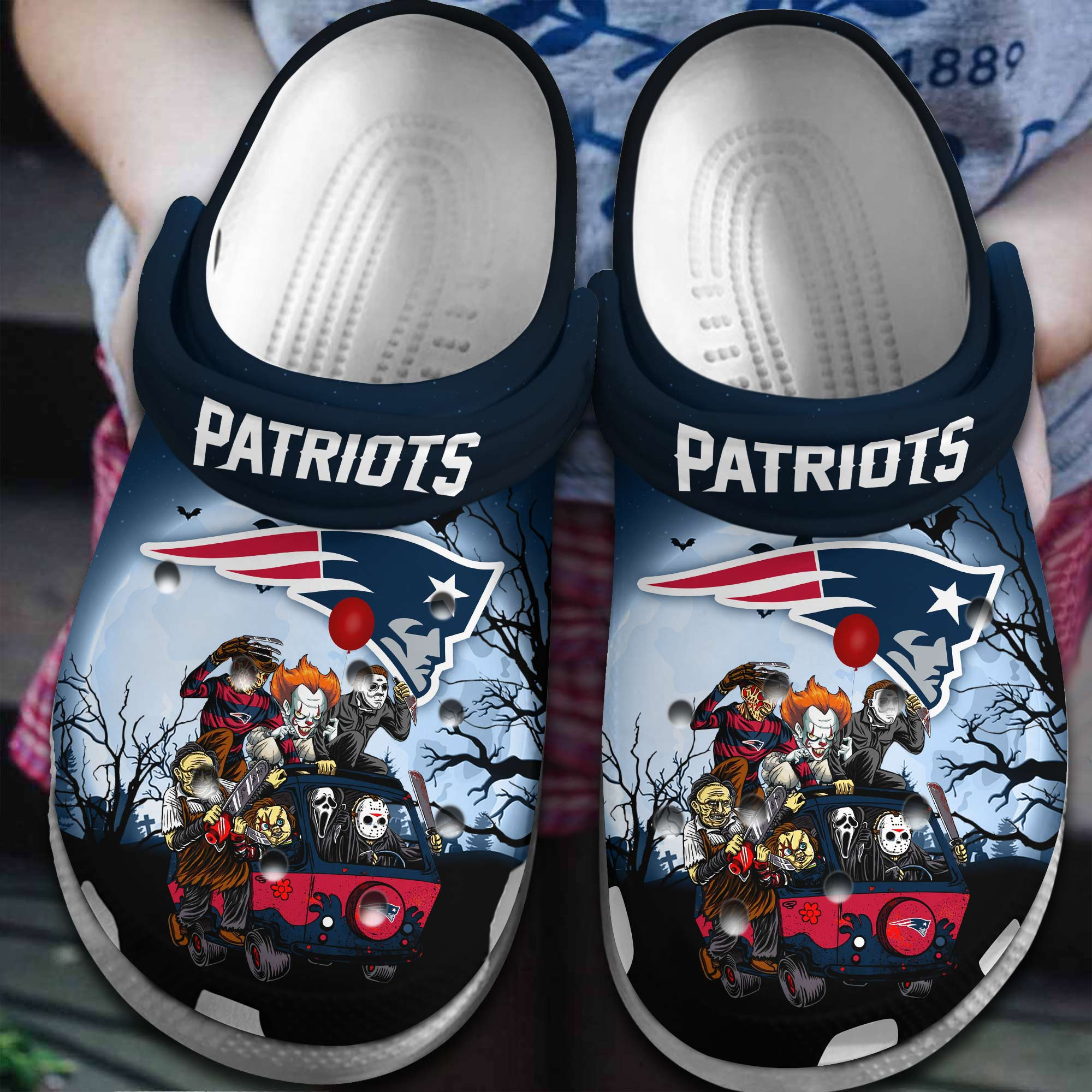 Footwearmerch New England Patriots NFL Sport Crocs Crocband Clogs Shoes Comfortable For Men Women and Kids