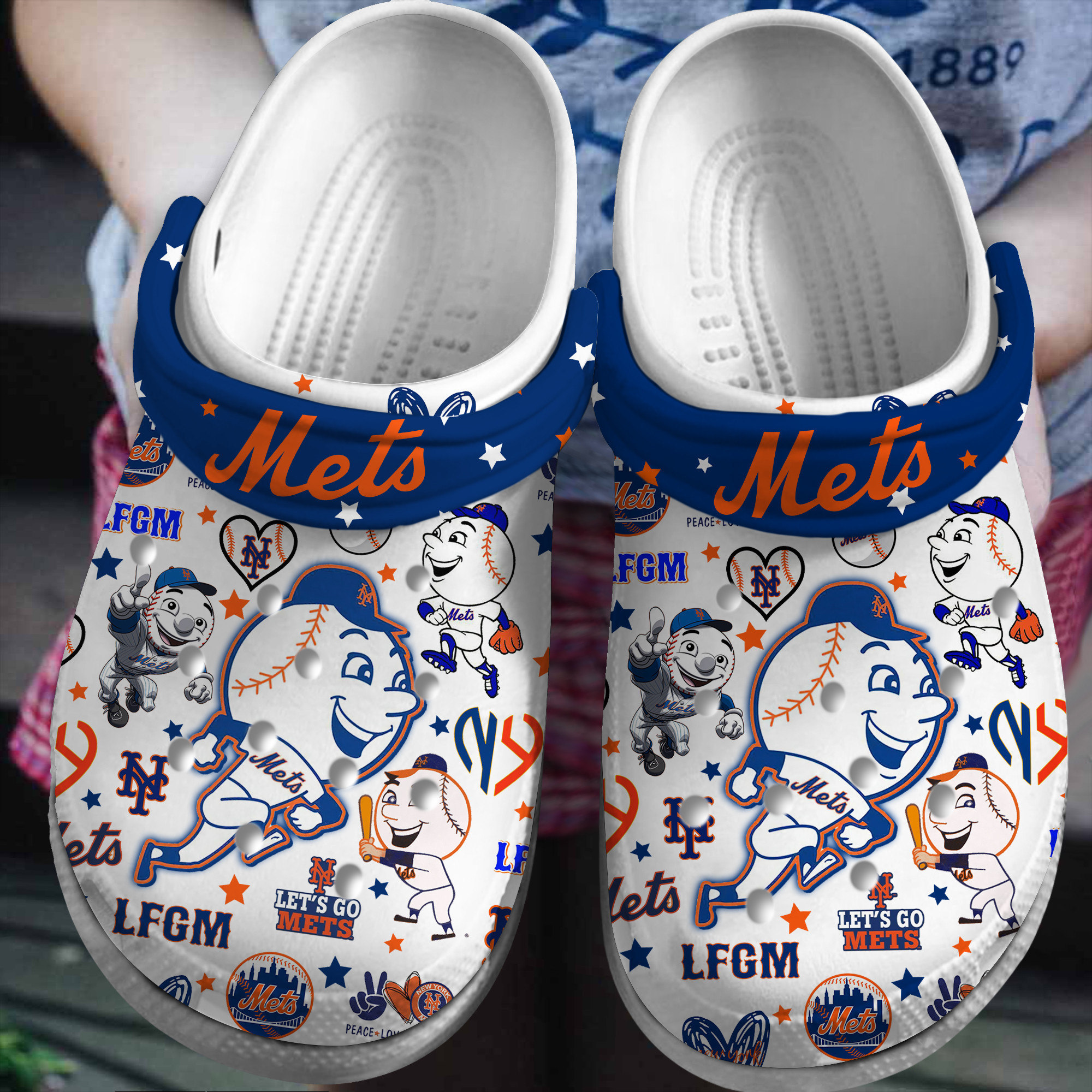 Footwearmerch New York Mets Baseball MLB Sport Crocs Crocband Clogs Shoes Comfortable For Men Women and Kids