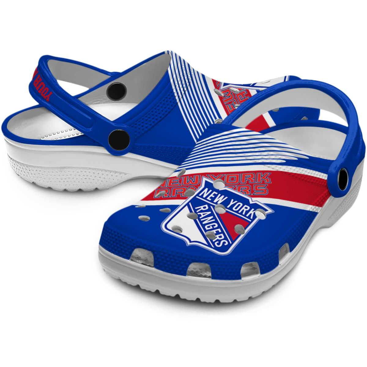 Footwearmerch New York Rangers NHL Sport Crocs Crocband Clogs Shoes Comfortable For Men Women and Kids