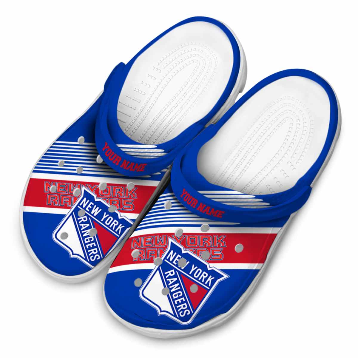 Footwearmerch New York Rangers NHL Sport Crocs Crocband Clogs Shoes Comfortable For Men Women and Kids