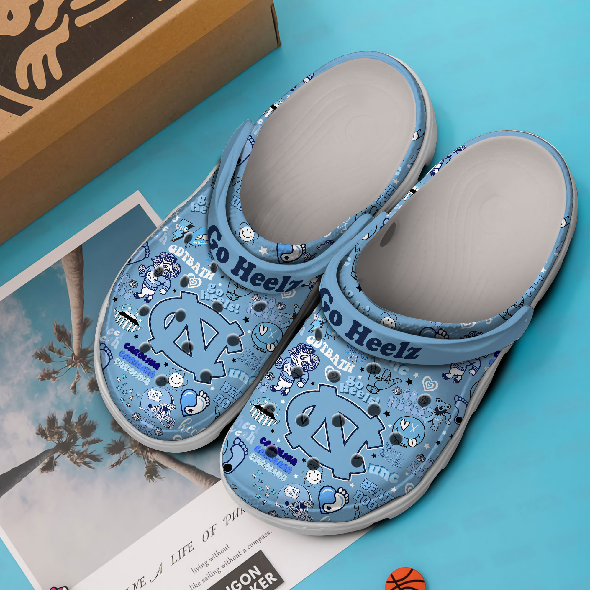 Footwearmerch North Carolina Tar Heels NCAA Sport Crocs Crocband Clogs Shoes Comfortable For Men Women and Kids