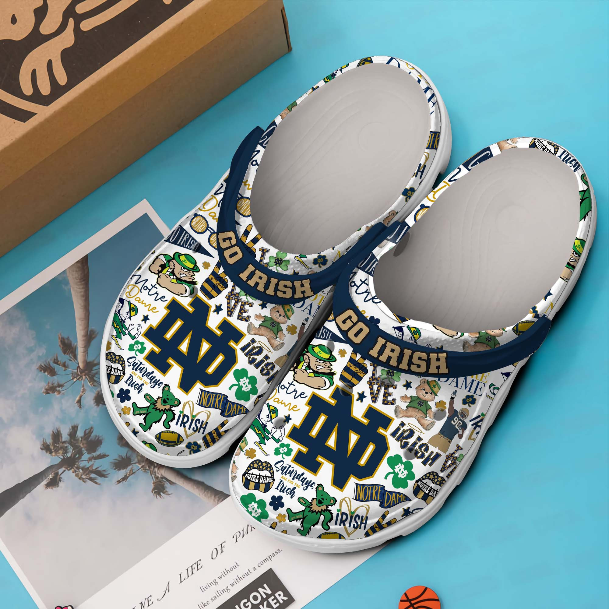 Footwearmerch Notre Dame Fighting Irish NCAA Sport Crocs Crocband Clogs Shoes Comfortable For Men Women and Kids