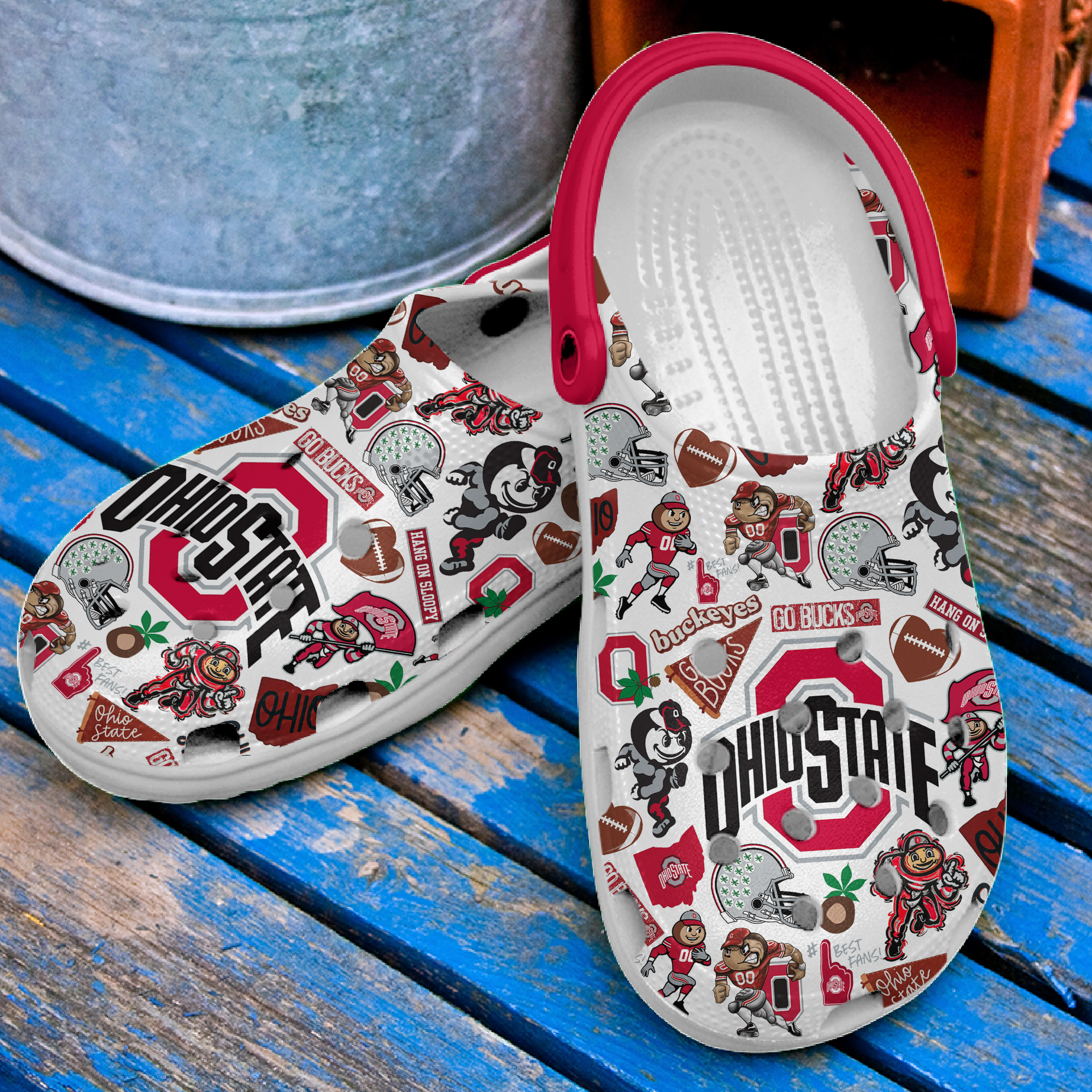 Footwearmerch Ohio State Buckeyes NCAA Sport Crocs Crocband Clogs Shoes Comfortable For Men Women and Kids