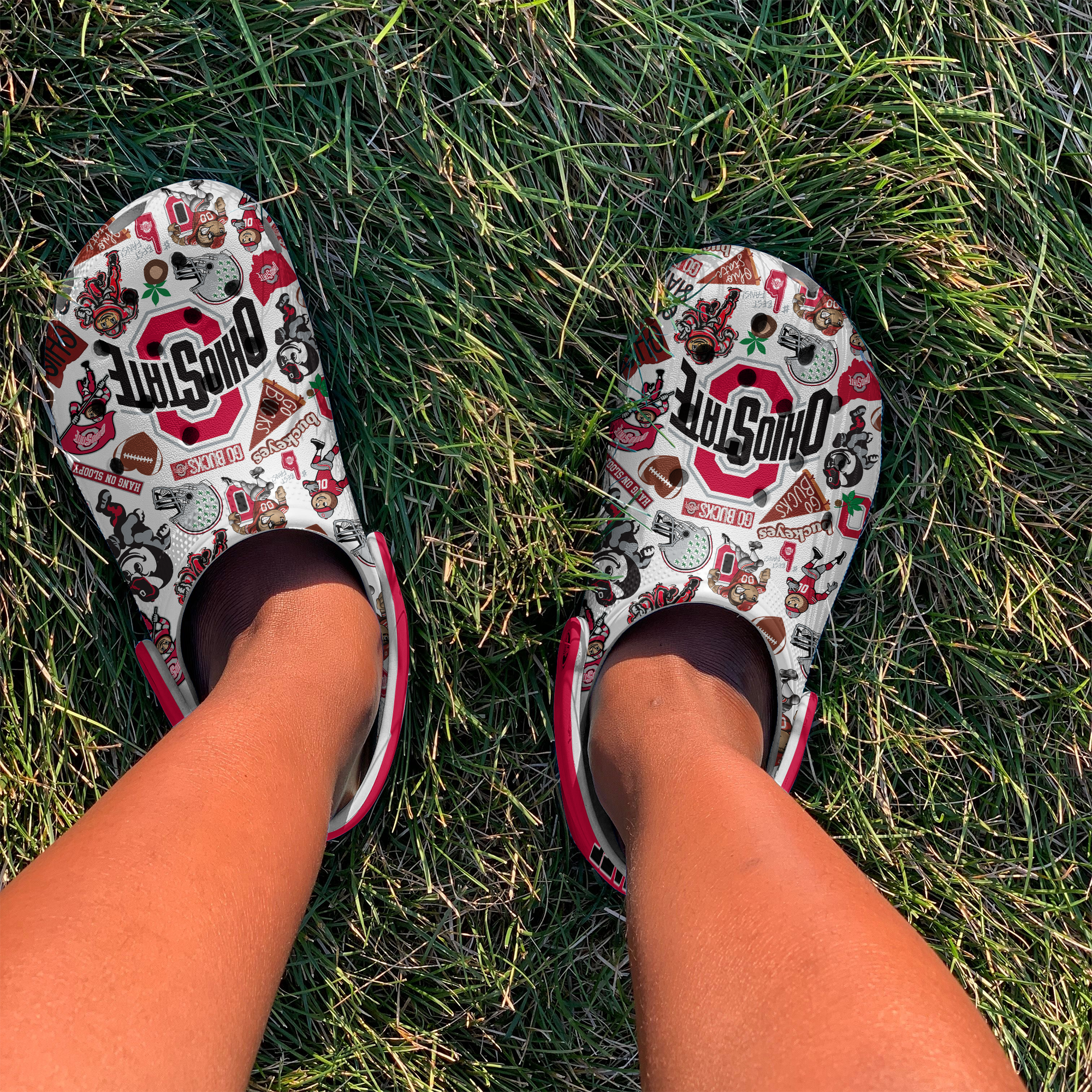 Footwearmerch Ohio State Buckeyes NCAA Sport Crocs Crocband Clogs Shoes Comfortable For Men Women and Kids