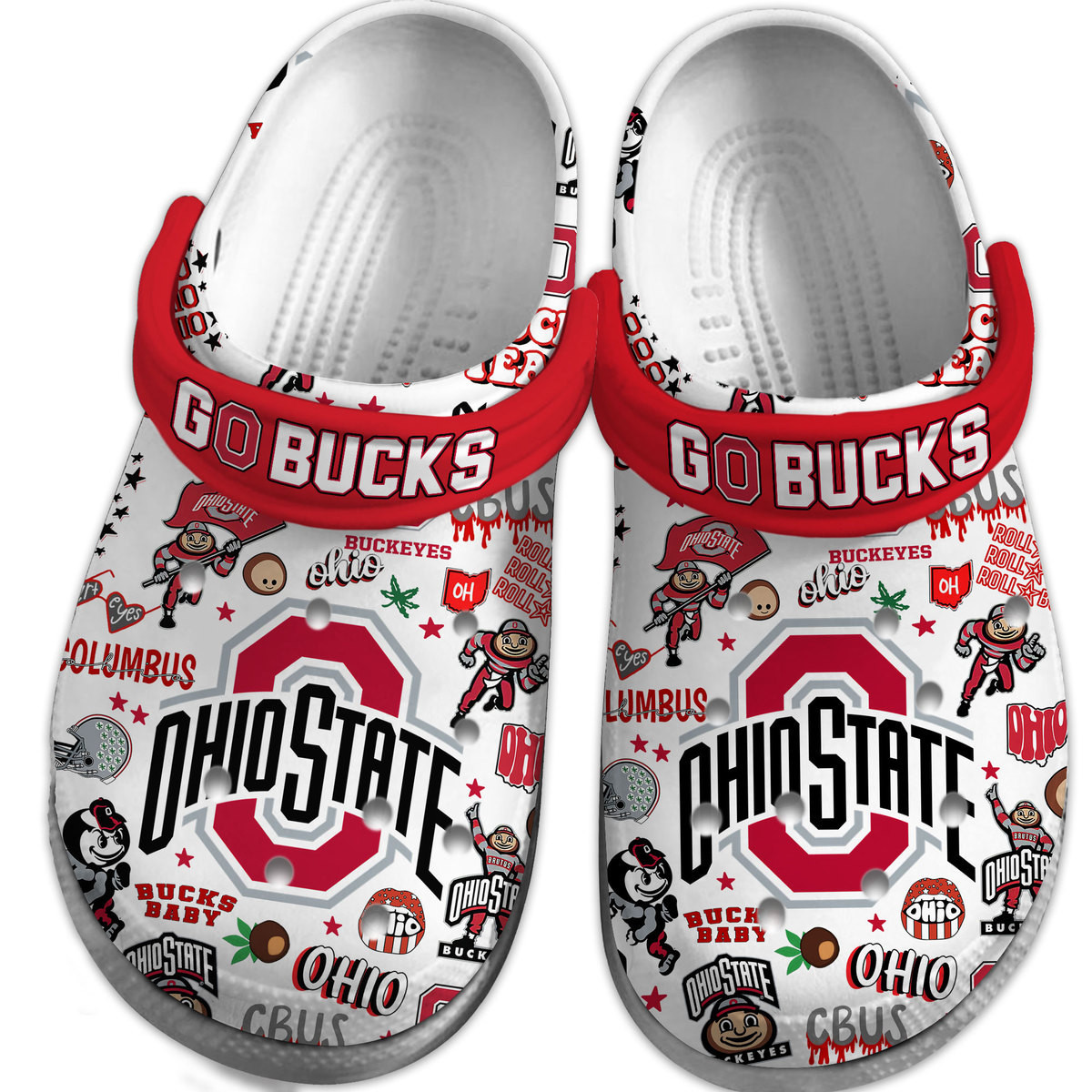 Footwearmerch Ohio State Buckeyes NCAA Sport Crocs Crocband Clogs Shoes Comfortable For Men Women and Kids