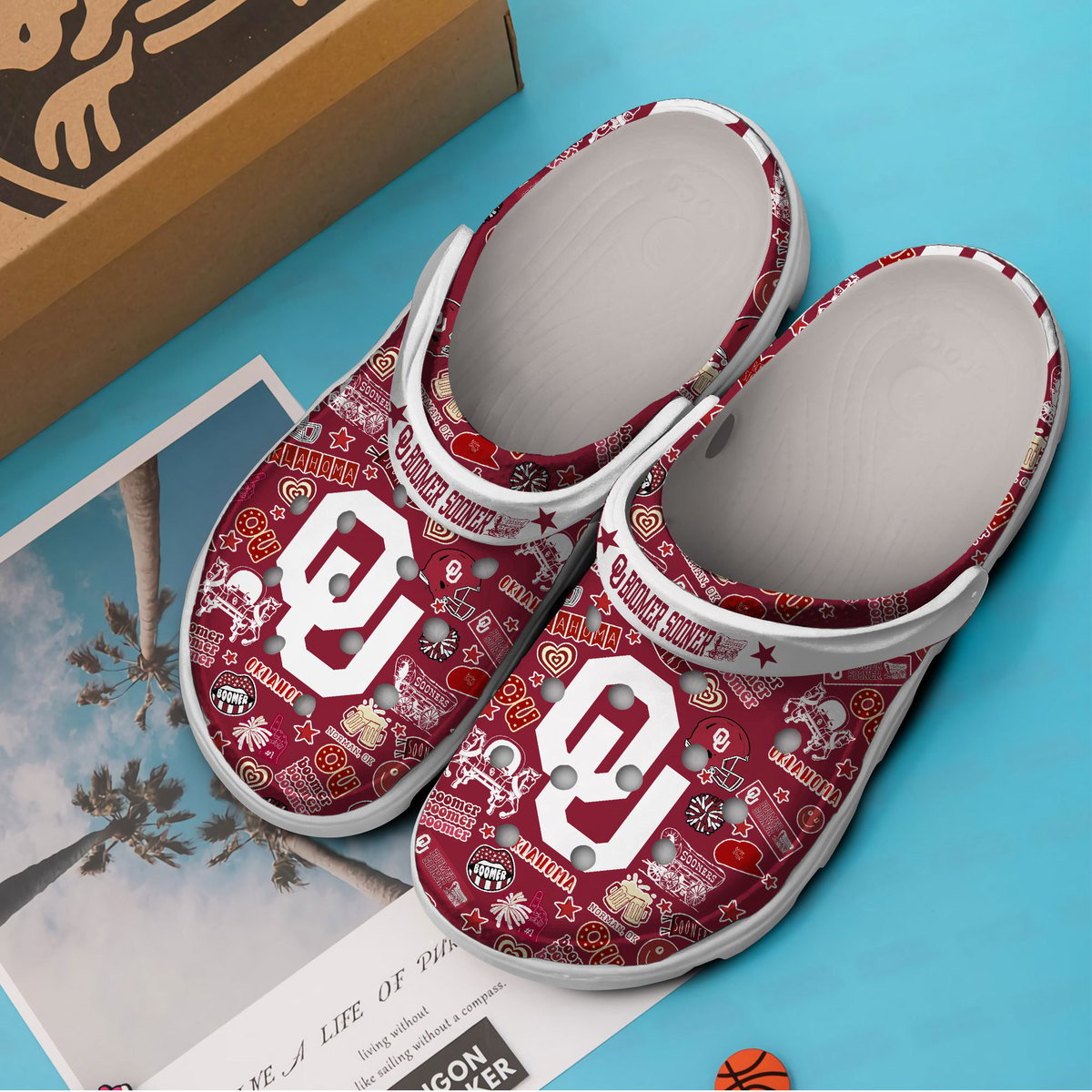 Footwearmerch Oklahoma Sooners NCAA Sport Crocs Crocband Clogs Shoes Comfortable For Men Women and Kids