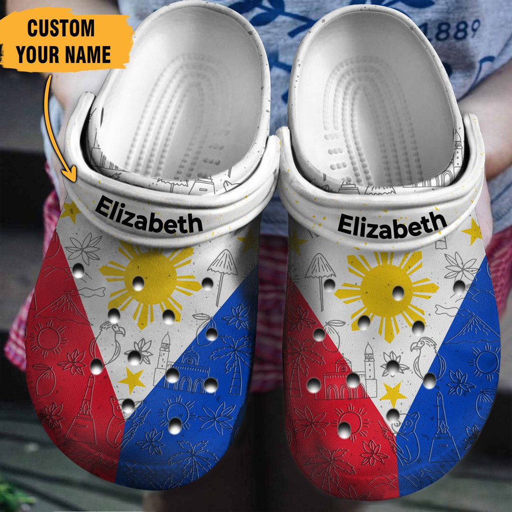 Footwearmerch Philippines Flag For Men And Women Rubber clog Shoes Comfy Footwear