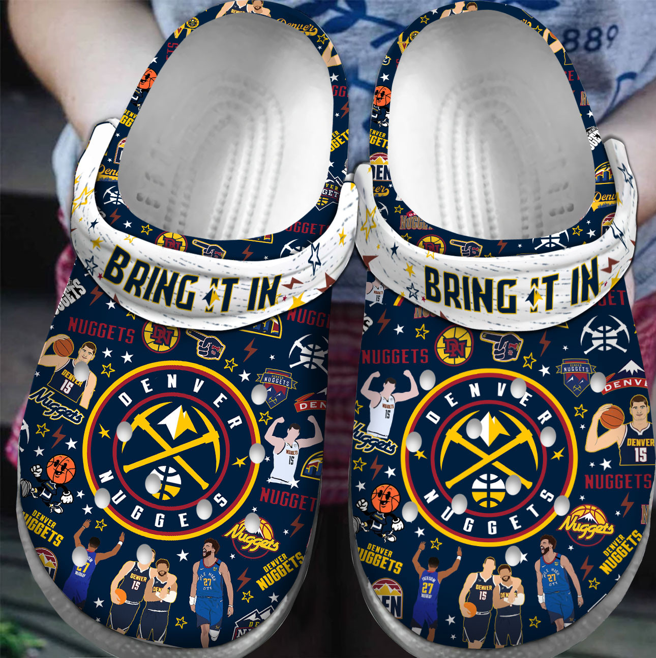Footwearmerch Premium Denver Nuggets NBA Sport Crocs Crocband Clogs Shoes For Men Women and Kids