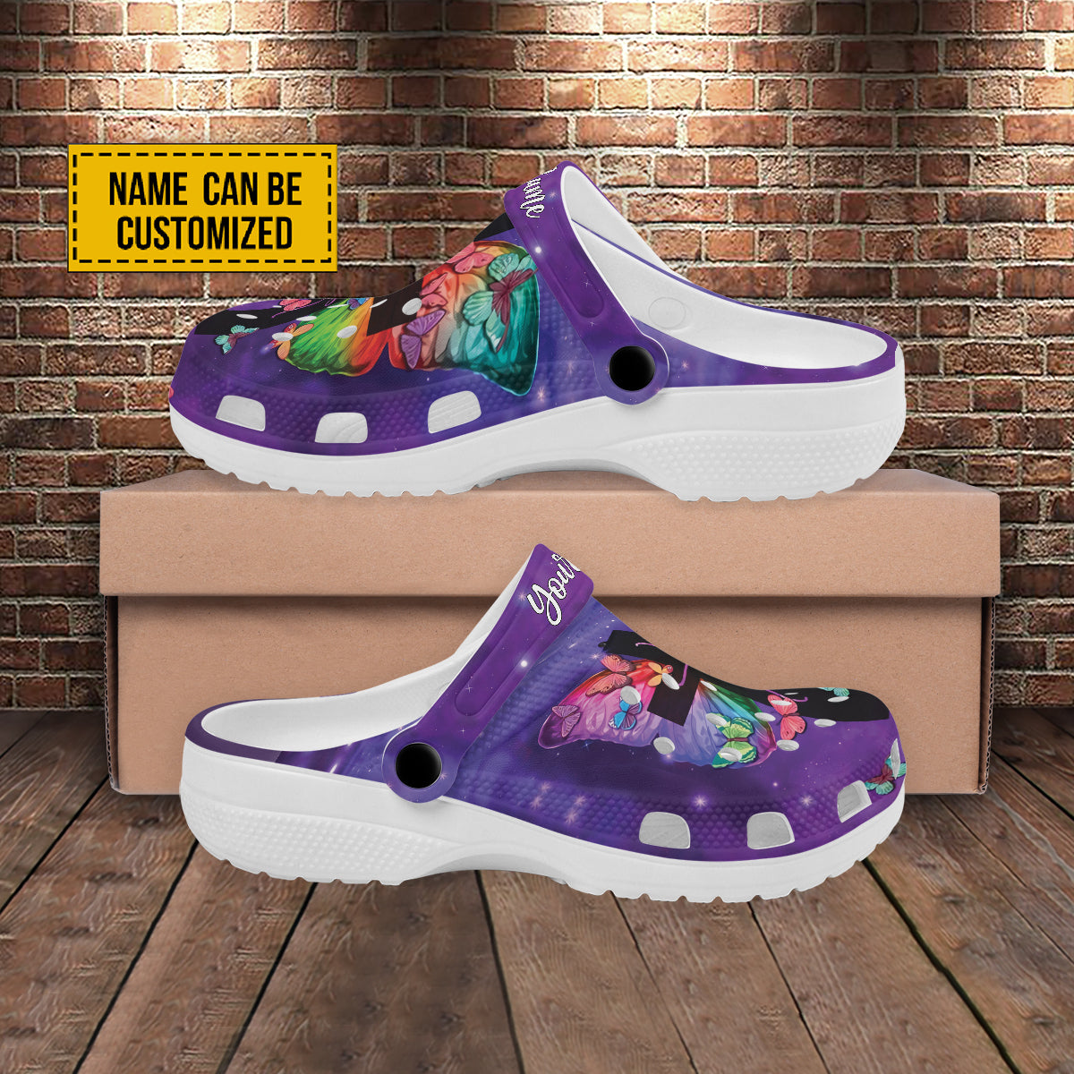 Footwearmerch Purple Butterfly Faith Jesus Customized Crocs Crocband Clogs Shoes Comfortable For Men Women and Kids Gift For Jesus Lovers