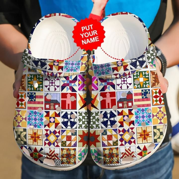 Footwearmerch Quilting Funny Pattern clog Shoes Colorful