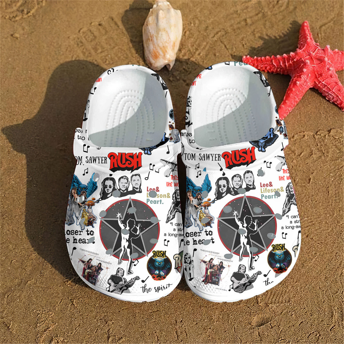 Footwearmerch Rush's Lifeson and Lee Music Crocs Crocband Clogs Shoes Comfortable For Men Women and Kids