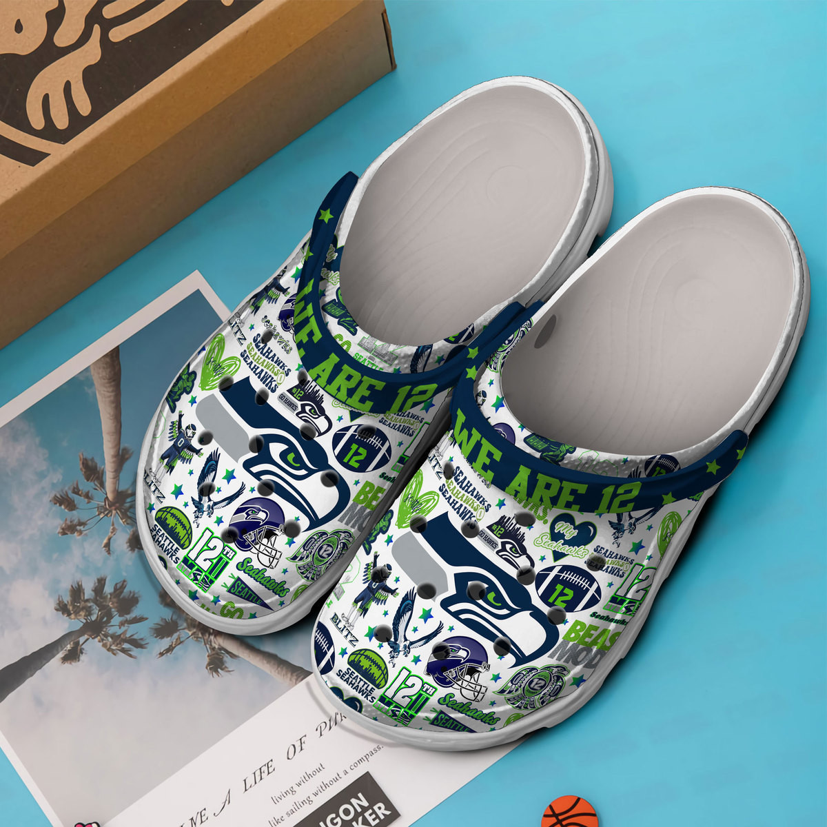 Footwearmerch Seattle Seahawks NFL Sport Crocs Crocband Clogs Shoes Comfortable For Men Women and Kids