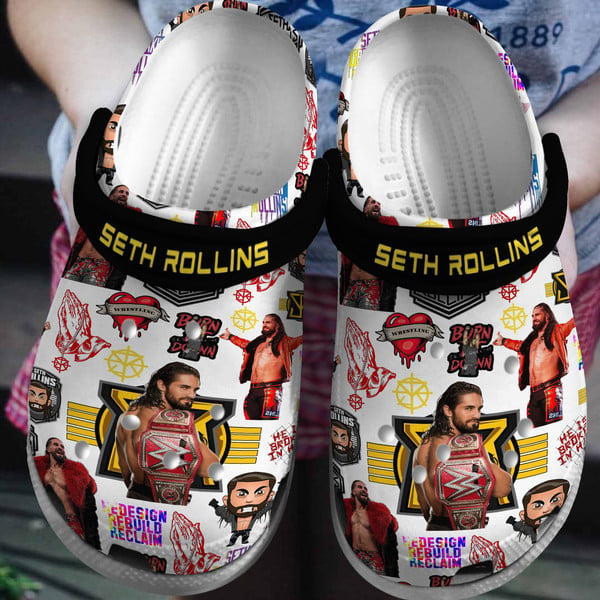 Footwearmerch Seth Rollins WWE SportCrocs Crocband Clogs Shoes Comfortable For Men Women and Kids