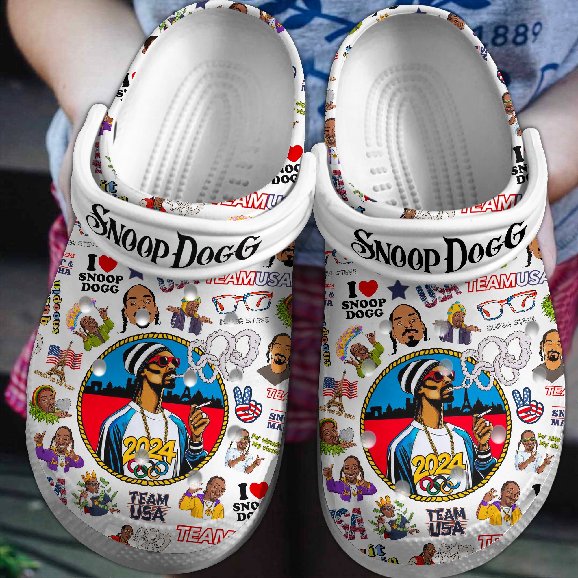 Footwearmerch Snoop Dogg Olympic Paris 2024 Team USA Sport Crocs Crocband Clogs Shoes Comfortable For Men Women and Kids