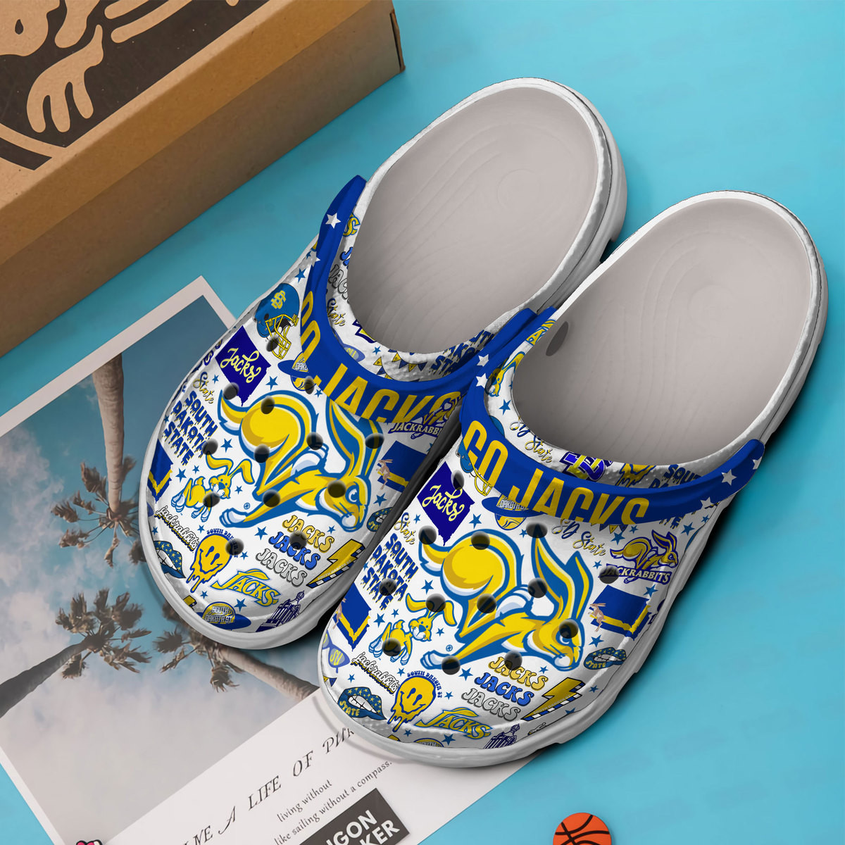 Footwearmerch South Dakota State Jackrabbits NCAA Sport Crocs Crocband Clogs Shoes Comfortable For Men Women and Kids
