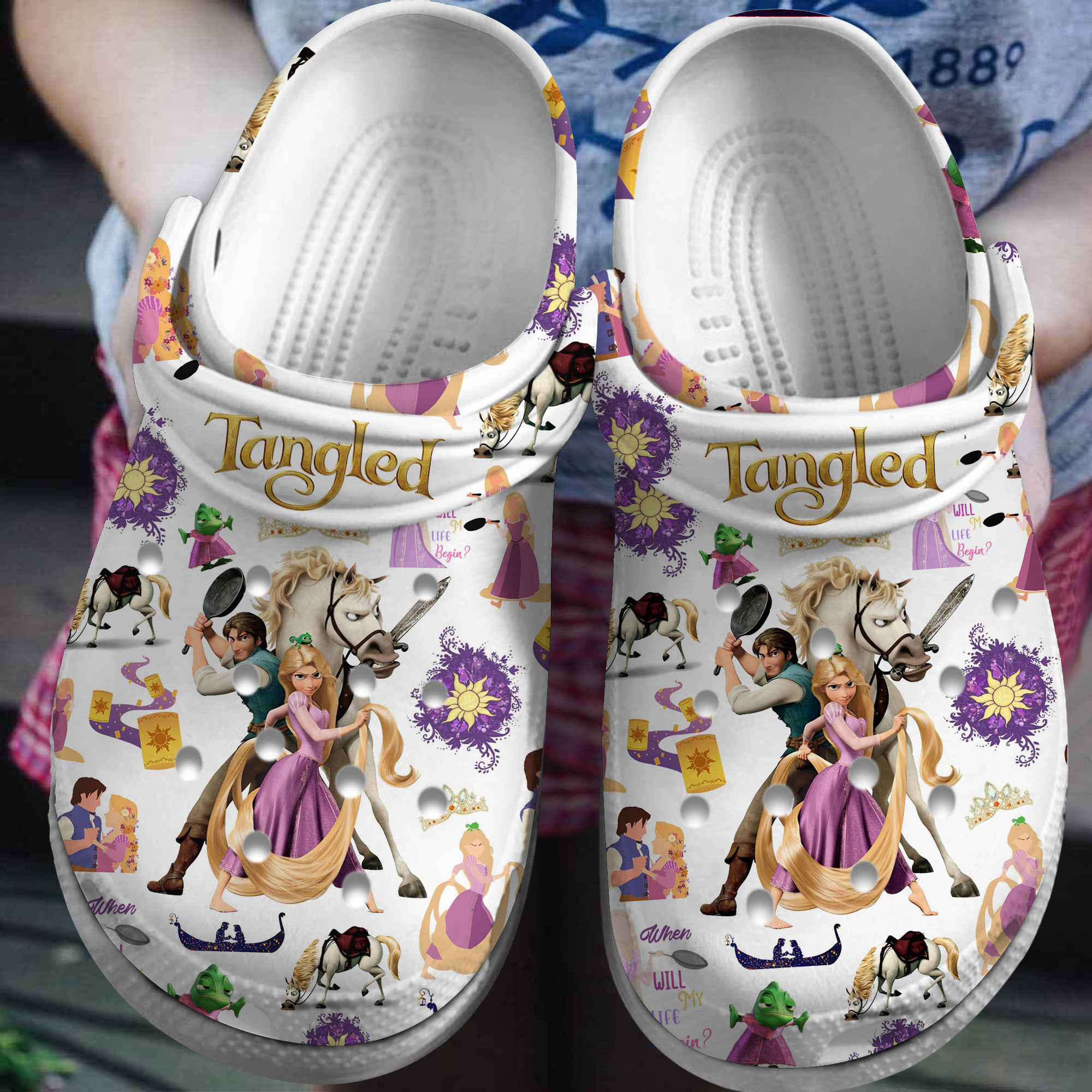 Footwearmerch Tangled Cartoon Crocs Crocband Clogs Shoes Comfortable For Men Women and Kids