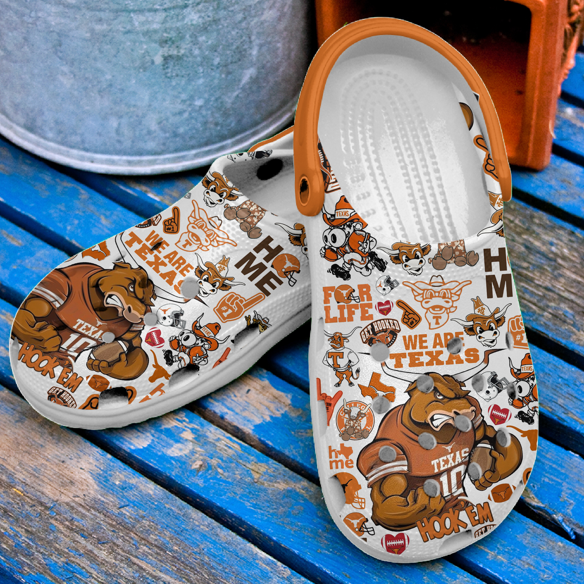 Footwearmerch Texas Longhorns NCAA Sport Crocs Crocband Clogs Shoes Comfortable For Men Women and Kids