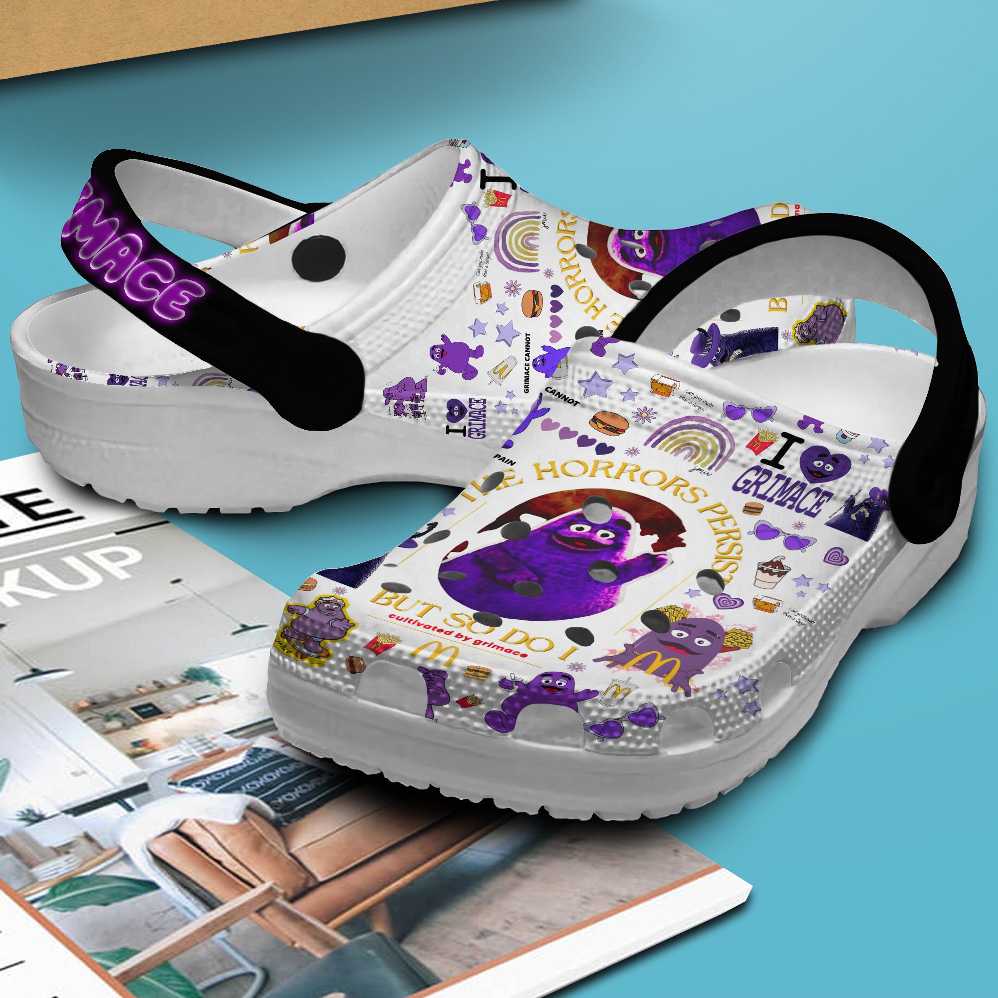 Footwearmerch The McDonald Grimace Shake Food Crocs Crocband Clogs Shoes Comfortable For Men Women and Kids